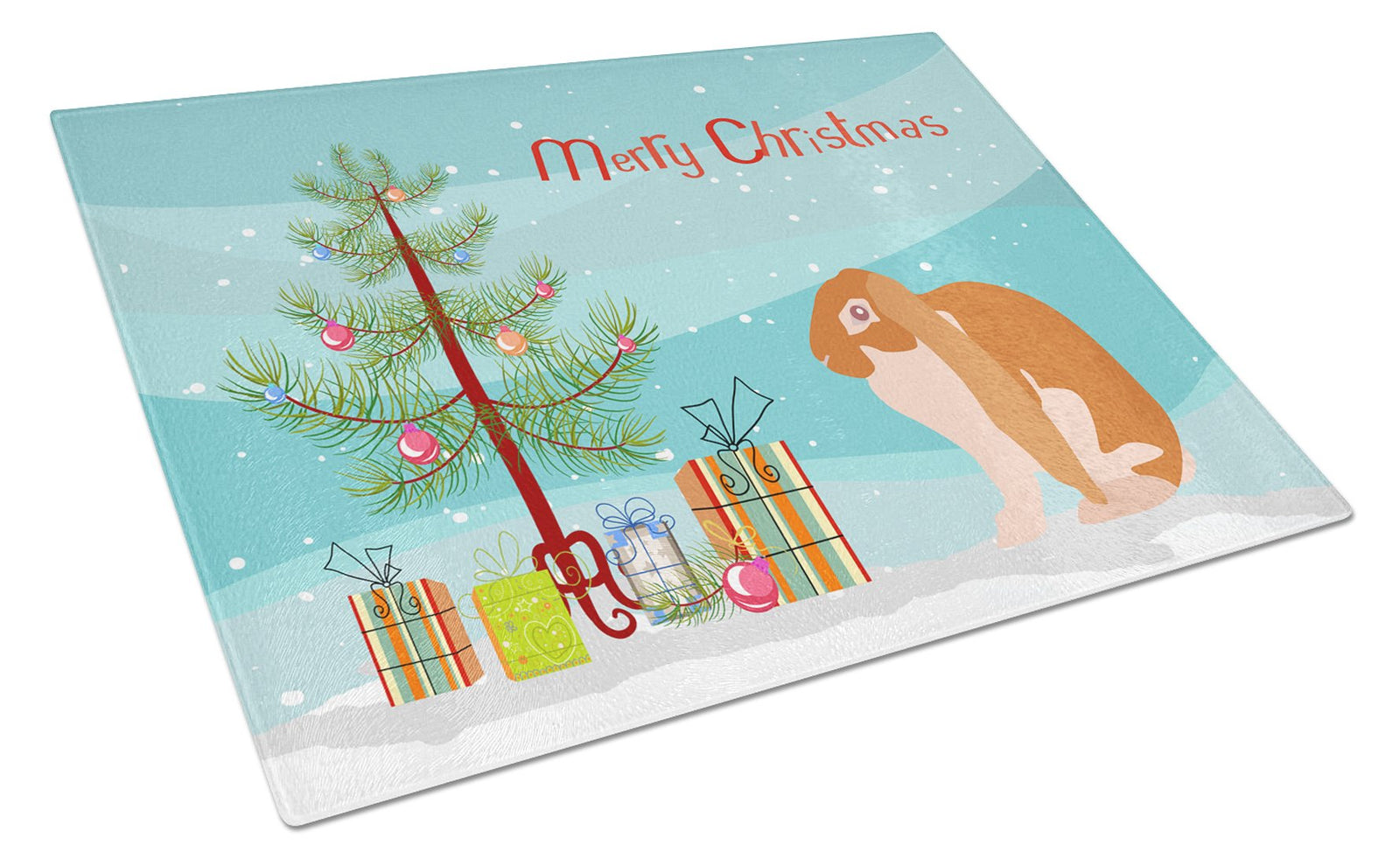 English Lop Rabbit Christmas Glass Cutting Board Large BB9329LCB by Caroline's Treasures