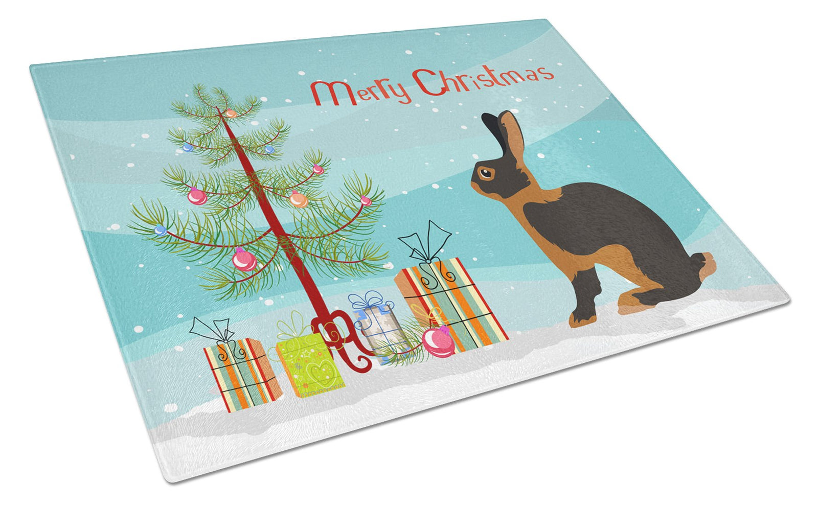 Tan Rabbit Christmas Glass Cutting Board Large BB9330LCB by Caroline's Treasures