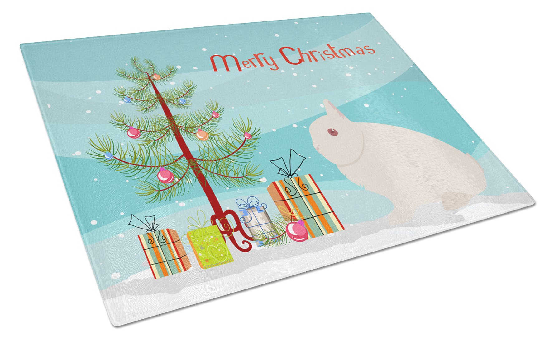 Hermelin Rabbit Christmas Glass Cutting Board Large BB9331LCB by Caroline's Treasures