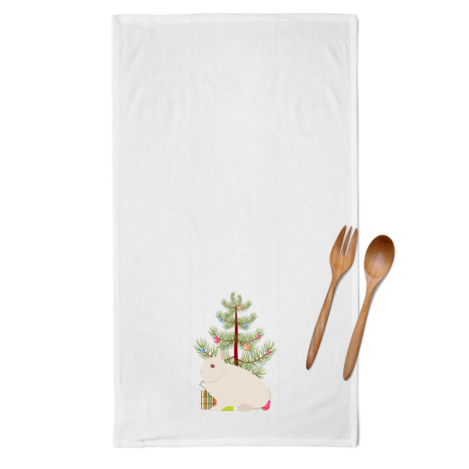 Hermelin Rabbit Christmas White Kitchen Towel Set of 2 BB9331WTKT by Caroline's Treasures