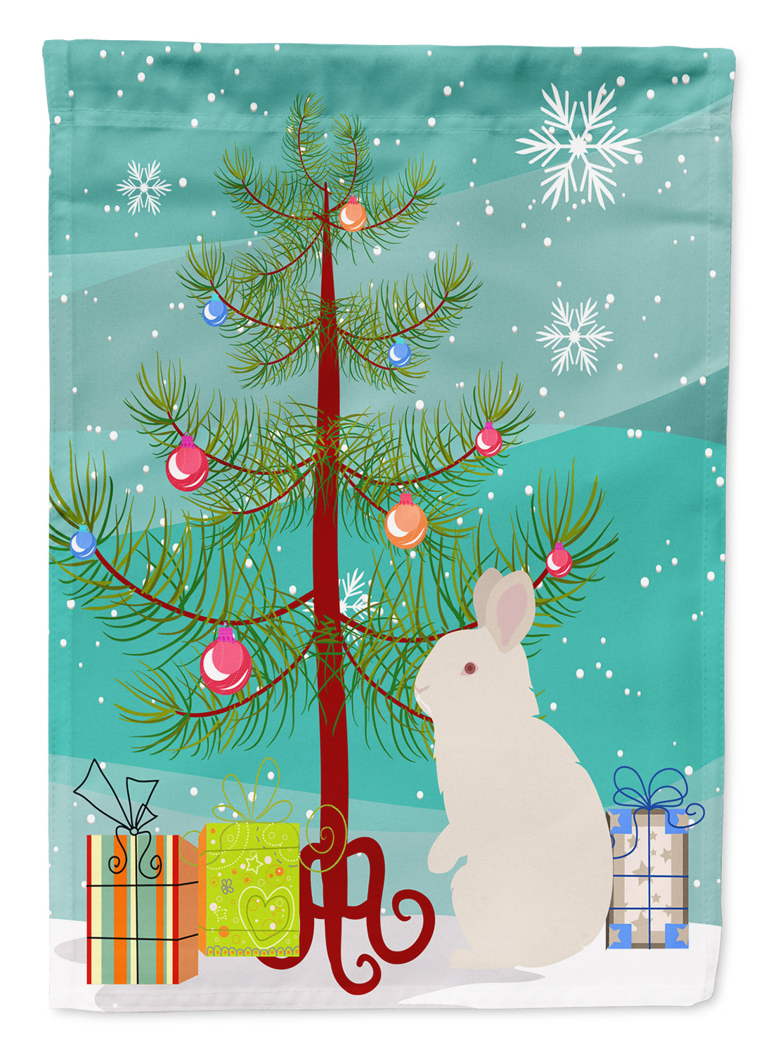 New Zealand White Rabbit Christmas Flag Canvas House Size BB9332CHF  the-store.com.