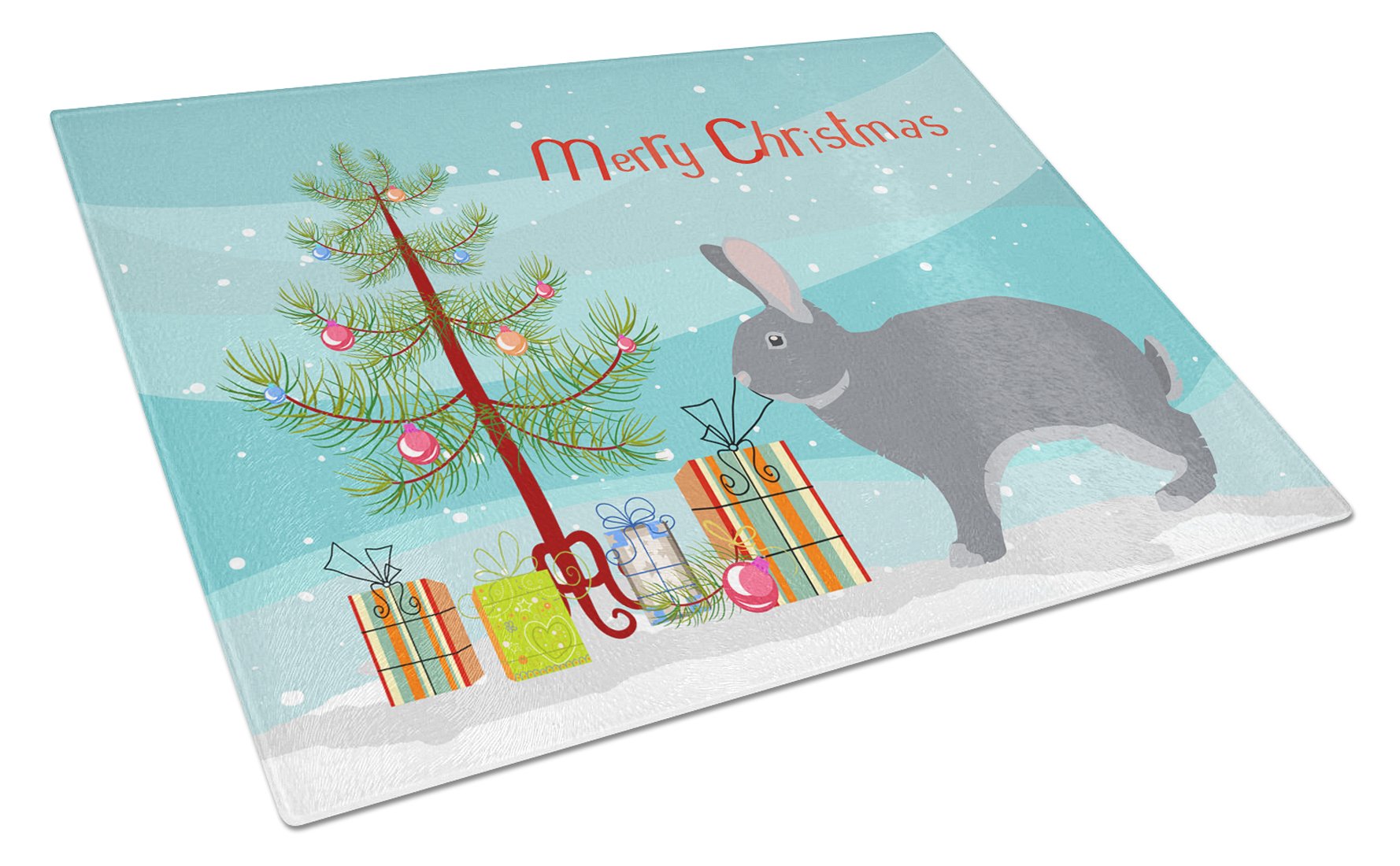 Giant Chinchilla Rabbit Christmas Glass Cutting Board Large BB9333LCB by Caroline's Treasures