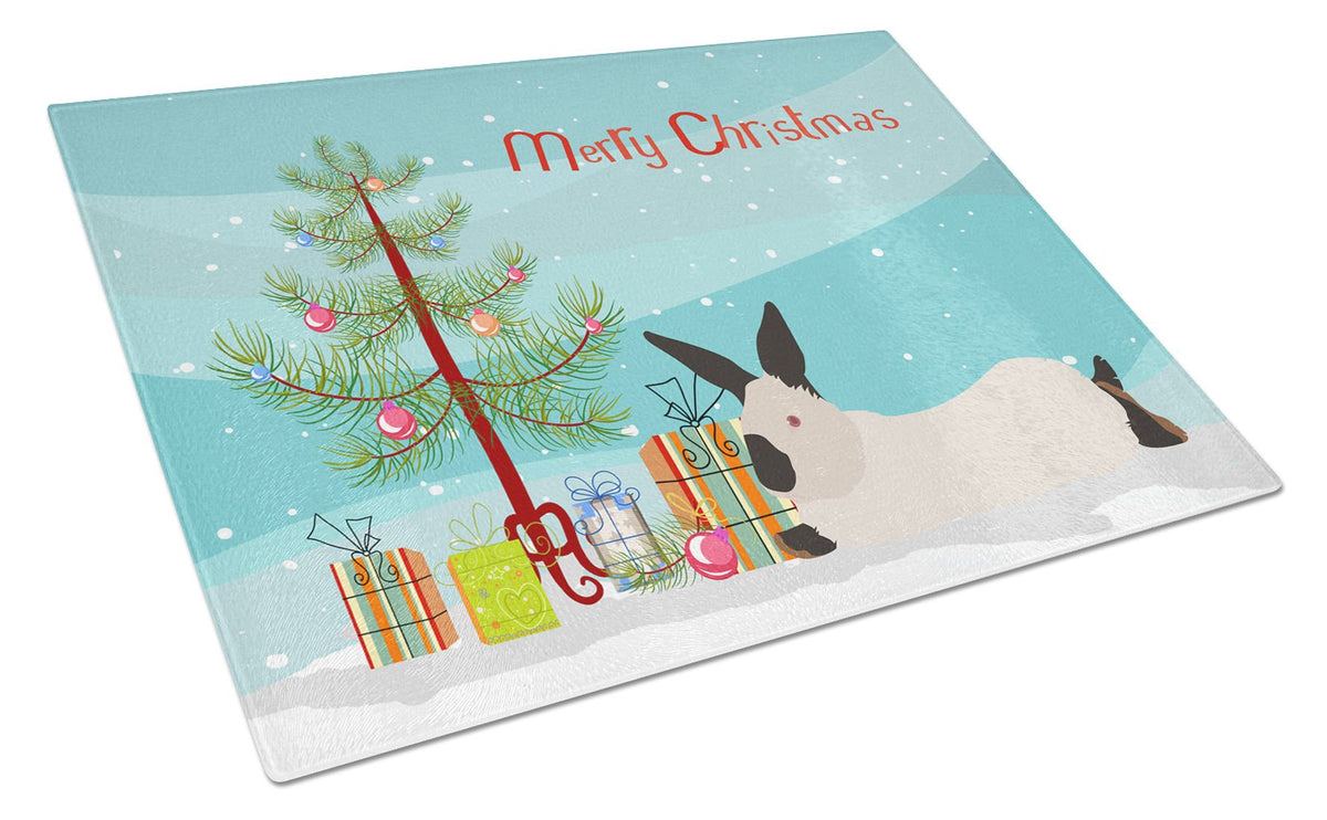 California White Rabbit Christmas Glass Cutting Board Large BB9334LCB by Caroline&#39;s Treasures