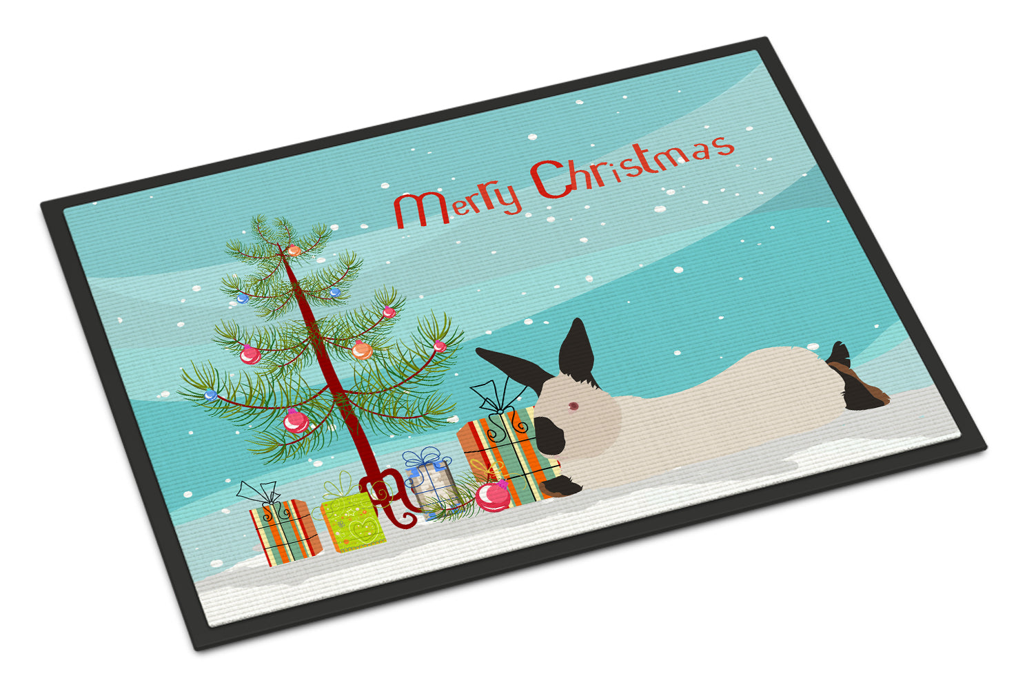 California White Rabbit Christmas Indoor or Outdoor Mat 18x27 BB9334MAT - the-store.com