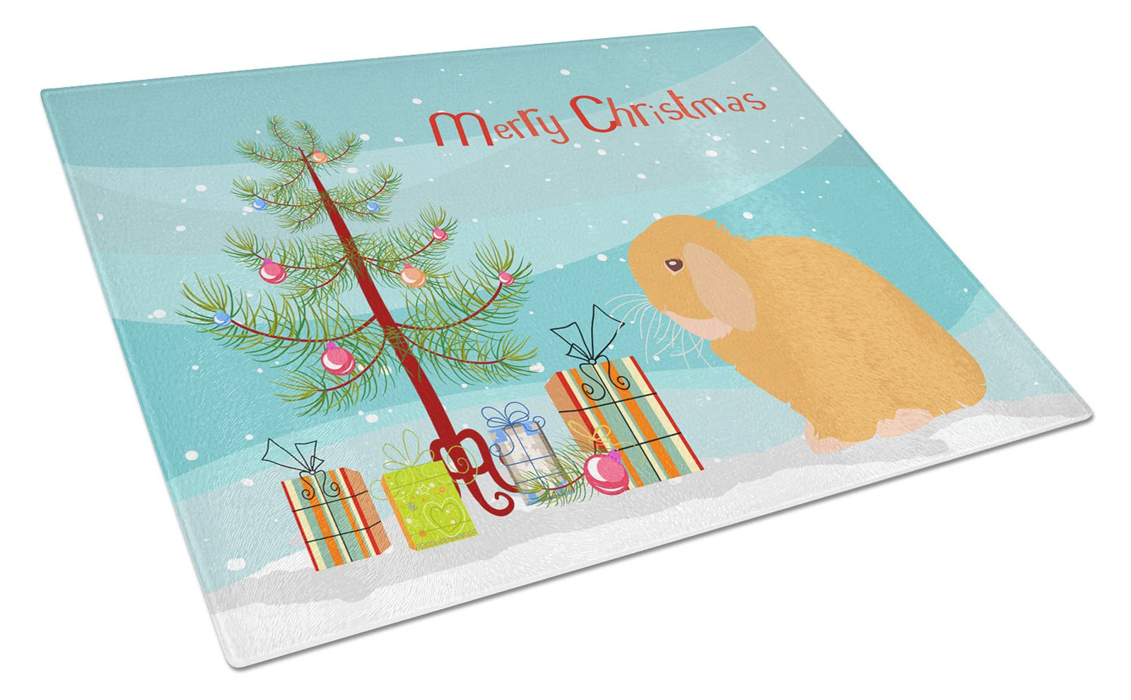 Holland Lop Rabbit Christmas Glass Cutting Board Large BB9335LCB by Caroline's Treasures