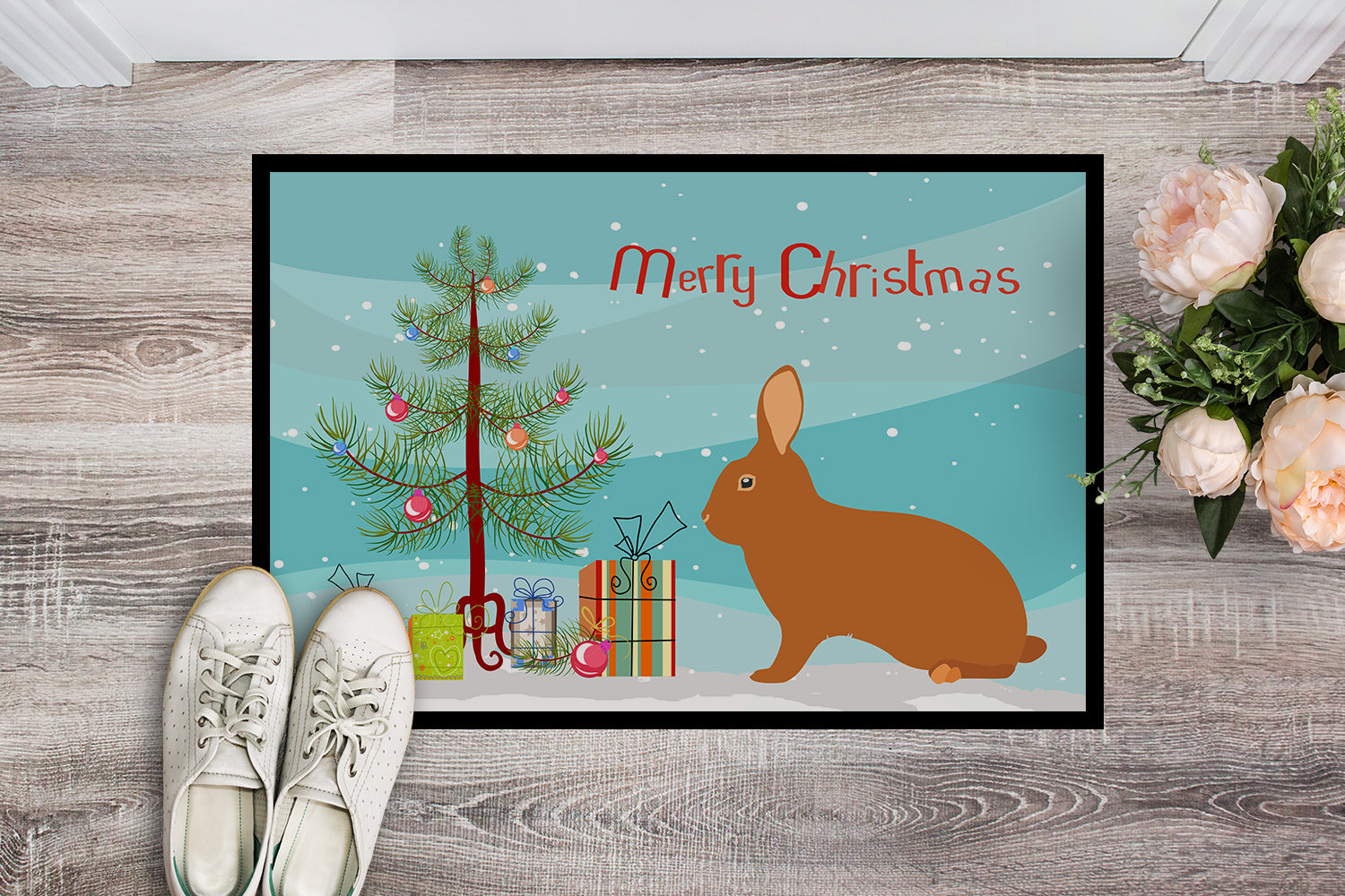 Rex Rabbit Christmas Indoor or Outdoor Mat 18x27 BB9336MAT - the-store.com