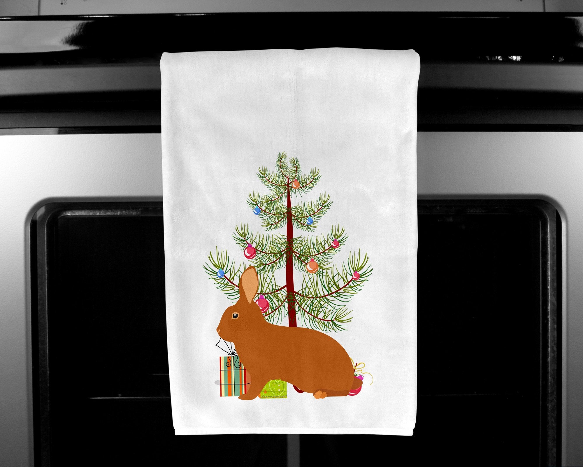 Rex Rabbit Christmas White Kitchen Towel Set of 2 BB9336WTKT by Caroline's Treasures