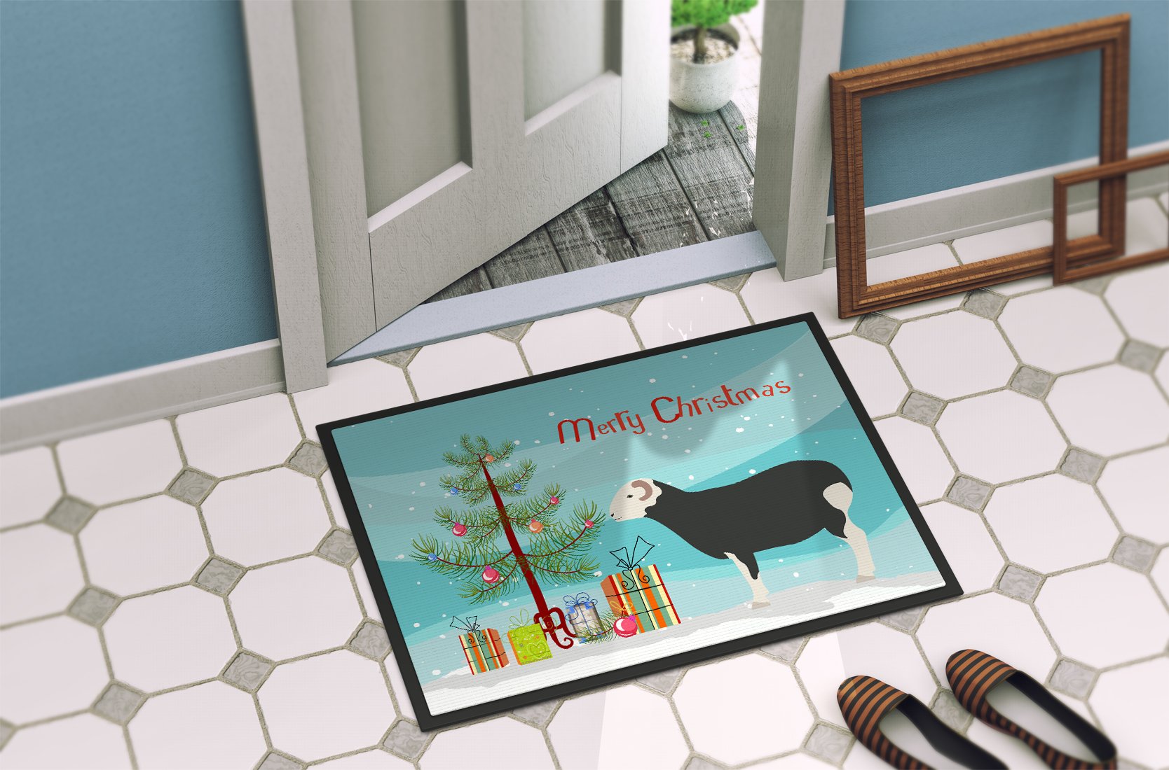 Herwick Sheep Christmas Indoor or Outdoor Mat 24x36 BB9337JMAT by Caroline's Treasures