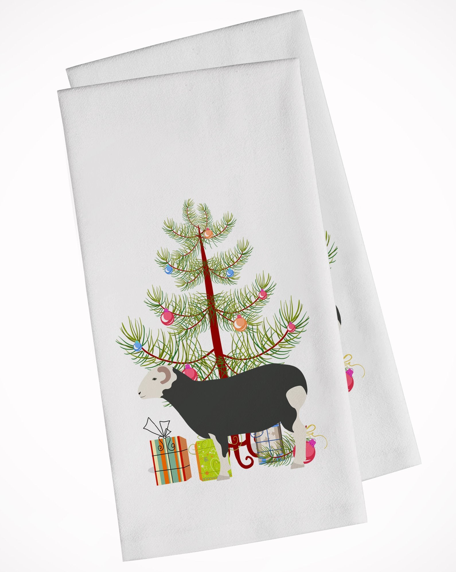 Herwick Sheep Christmas White Kitchen Towel Set of 2 BB9337WTKT by Caroline's Treasures