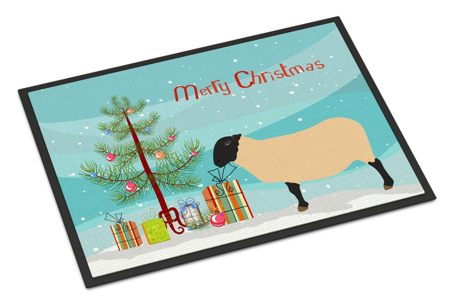 Suffolk Sheep Christmas Indoor or Outdoor Mat 18x27 BB9339MAT - the-store.com