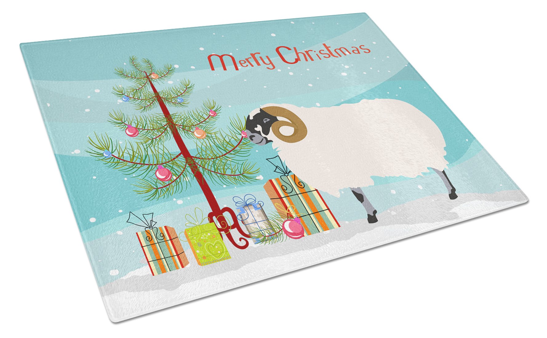 Scottish Blackface Sheep Christmas Glass Cutting Board Large BB9340LCB by Caroline's Treasures