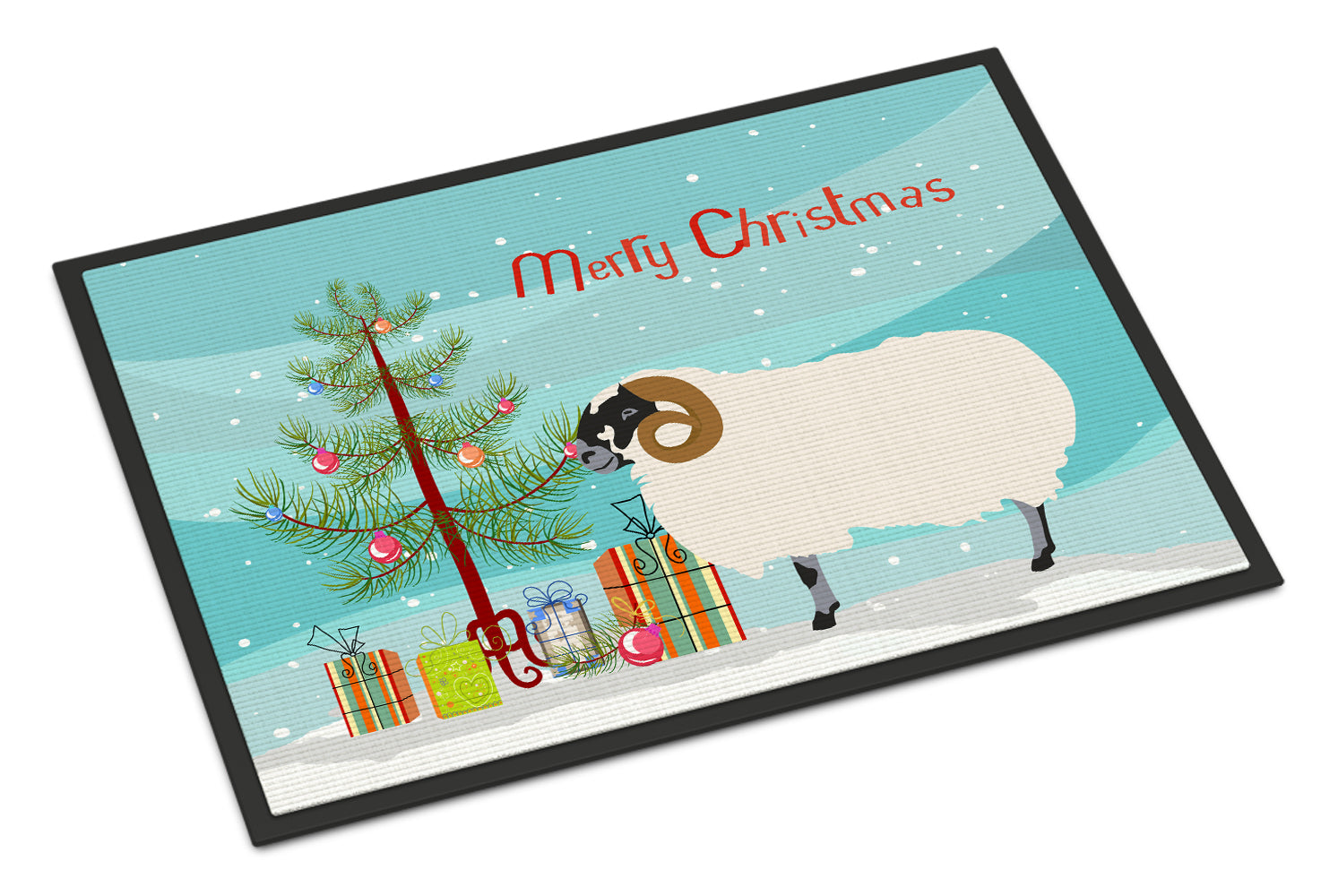 Scottish Blackface Sheep Christmas Indoor or Outdoor Mat 18x27 BB9340MAT - the-store.com