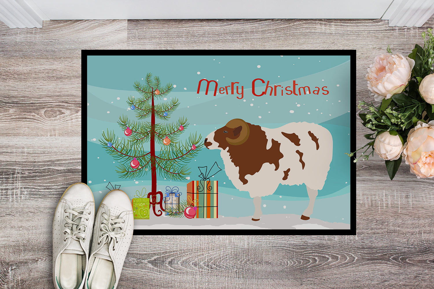 Jacob Sheep Christmas Indoor or Outdoor Mat 18x27 BB9342MAT - the-store.com