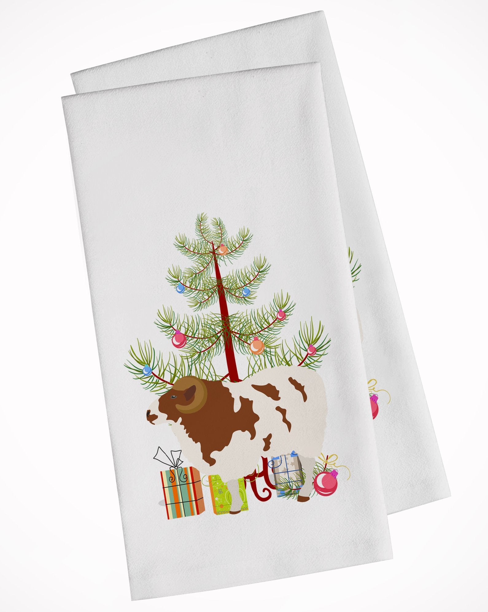 Jacob Sheep Christmas White Kitchen Towel Set of 2 BB9342WTKT by Caroline's Treasures