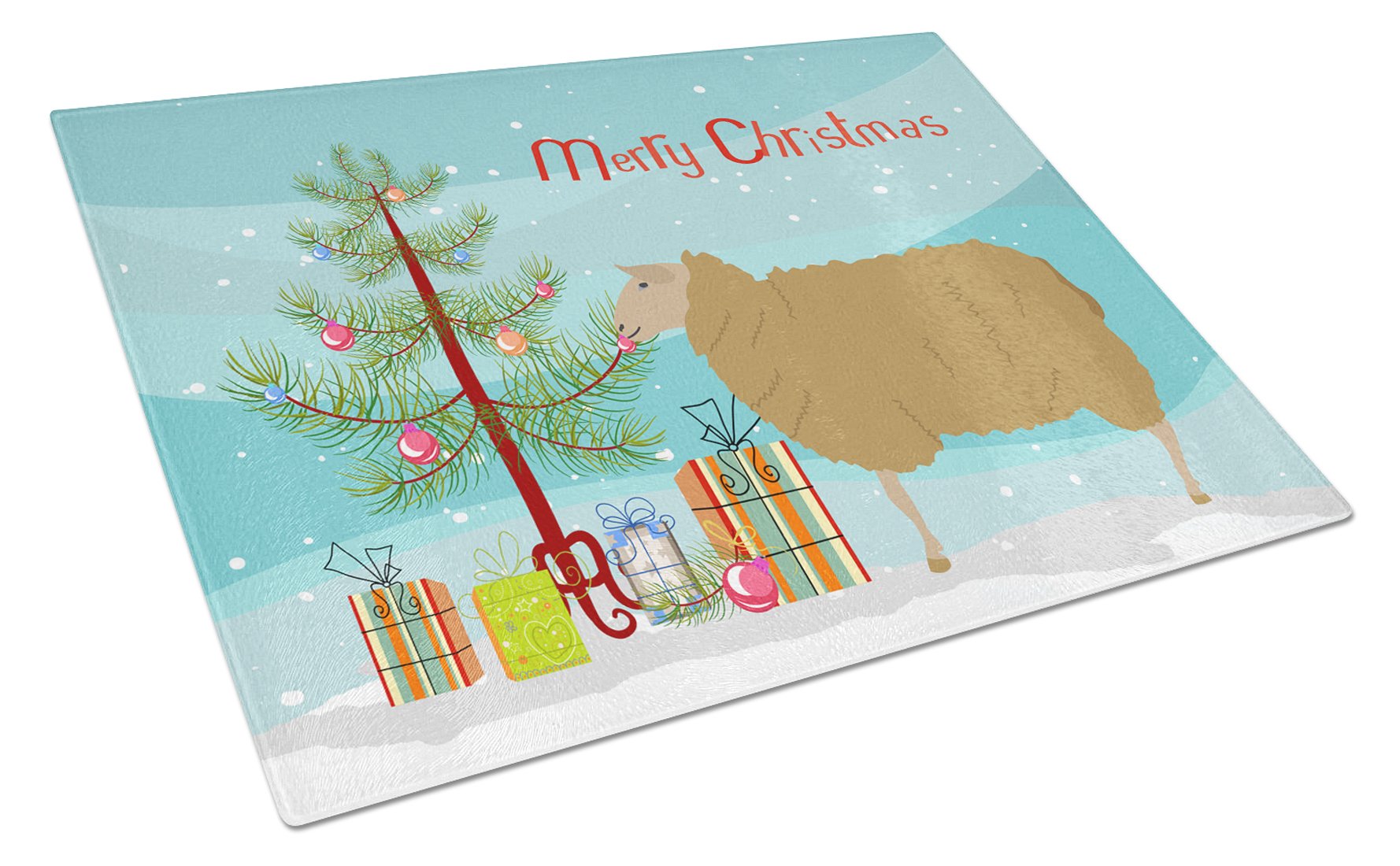 East Friesian Sheep Christmas Glass Cutting Board Large BB9344LCB by Caroline's Treasures