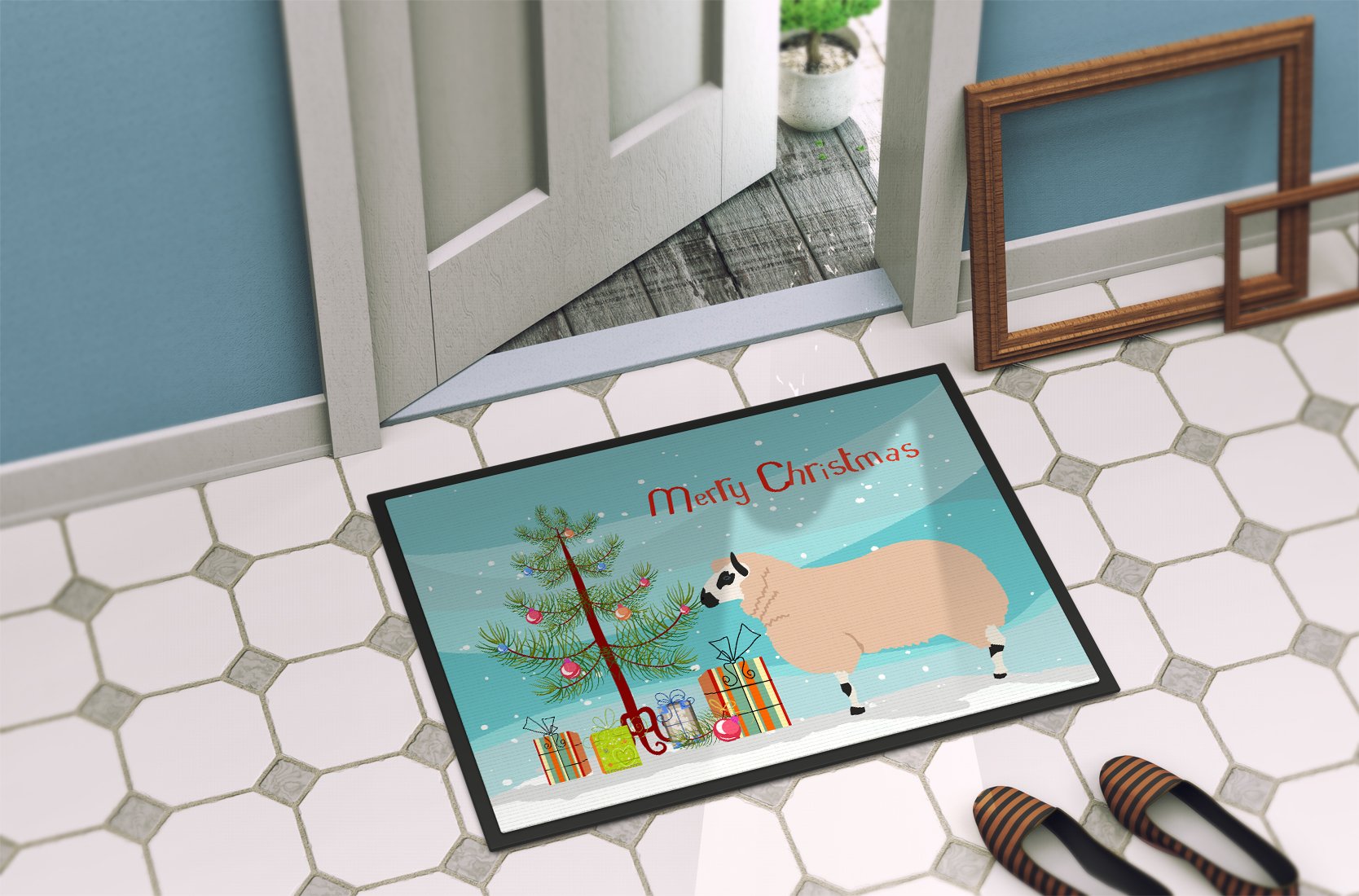 Kerry Hill Sheep Christmas Indoor or Outdoor Mat 24x36 BB9346JMAT by Caroline's Treasures