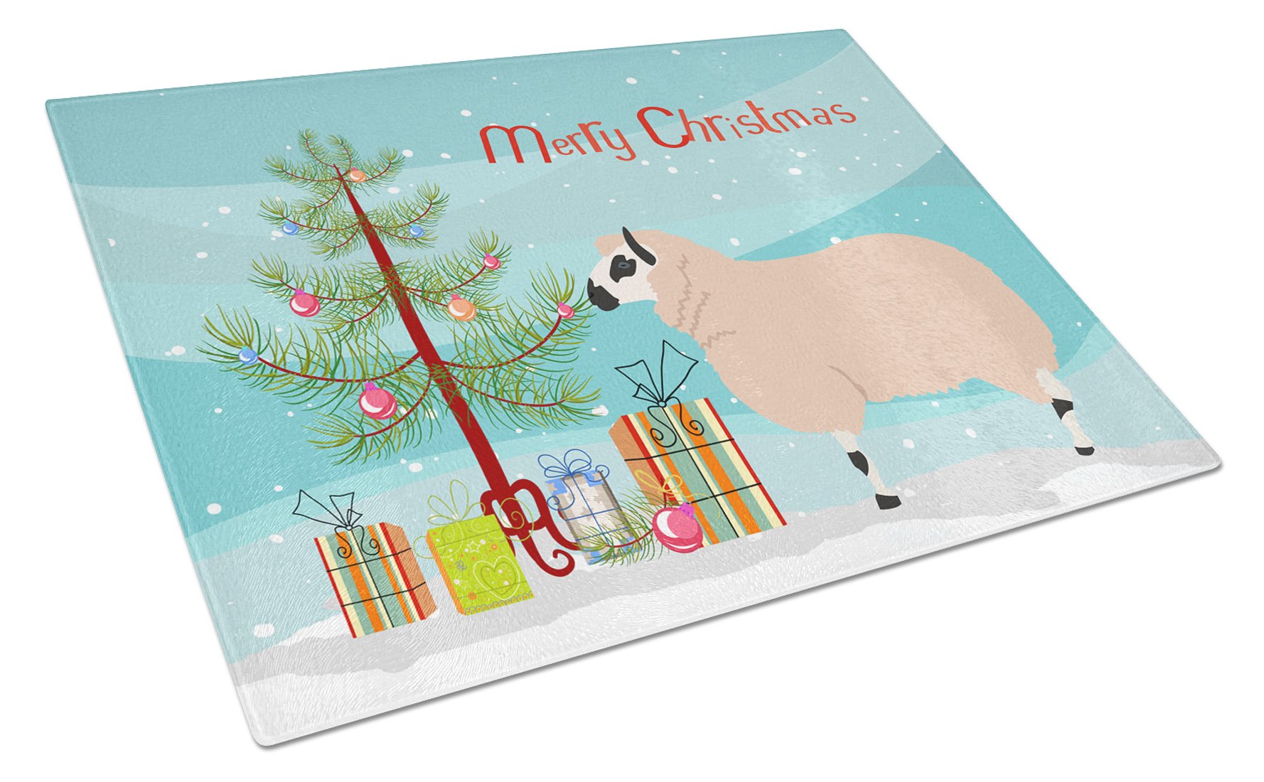 Kerry Hill Sheep Christmas Glass Cutting Board Large BB9346LCB by Caroline's Treasures