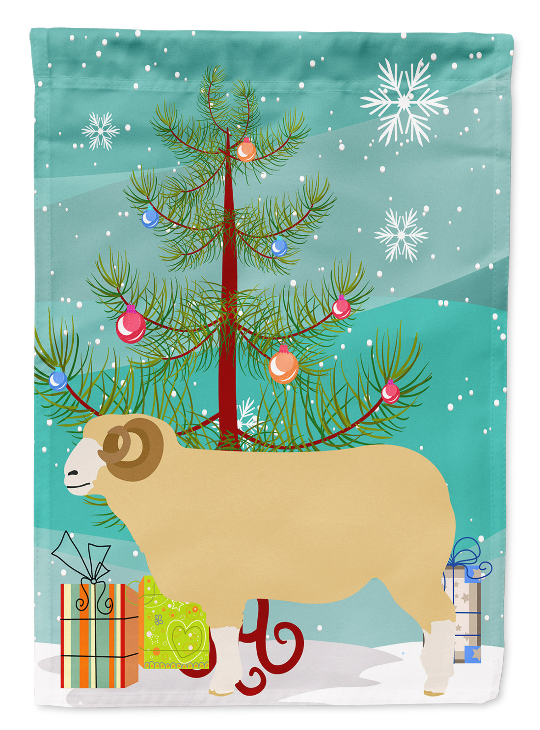 Horned Dorset Sheep Christmas Flag Garden Size BB9347GF  the-store.com.