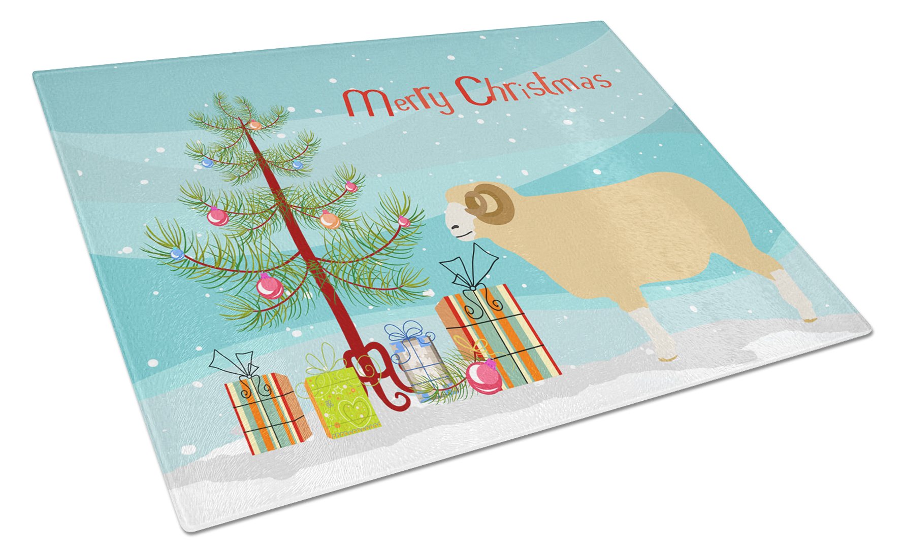 Horned Dorset Sheep Christmas Glass Cutting Board Large BB9347LCB by Caroline's Treasures