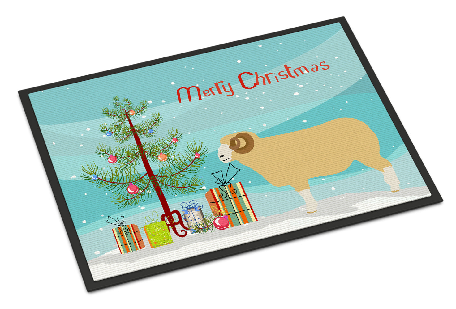 Horned Dorset Sheep Christmas Indoor or Outdoor Mat 18x27 BB9347MAT - the-store.com