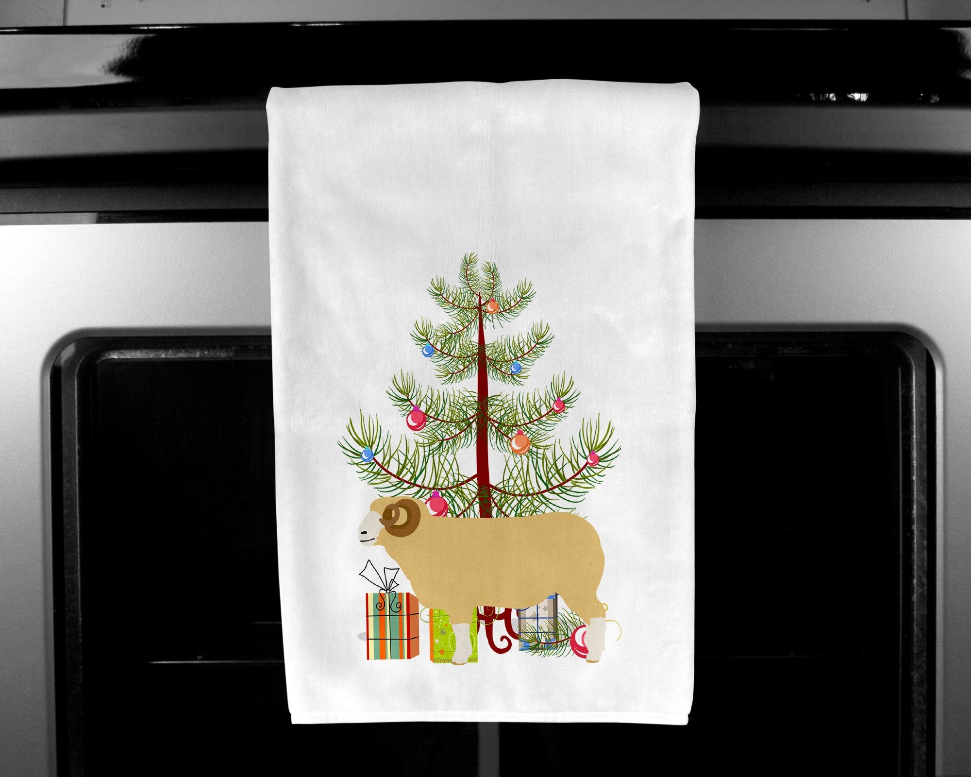 Horned Dorset Sheep Christmas White Kitchen Towel Set of 2 BB9347WTKT by Caroline's Treasures