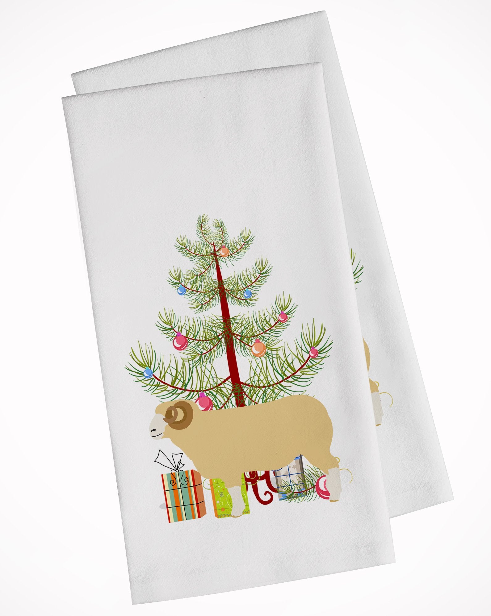 Horned Dorset Sheep Christmas White Kitchen Towel Set of 2 BB9347WTKT by Caroline's Treasures