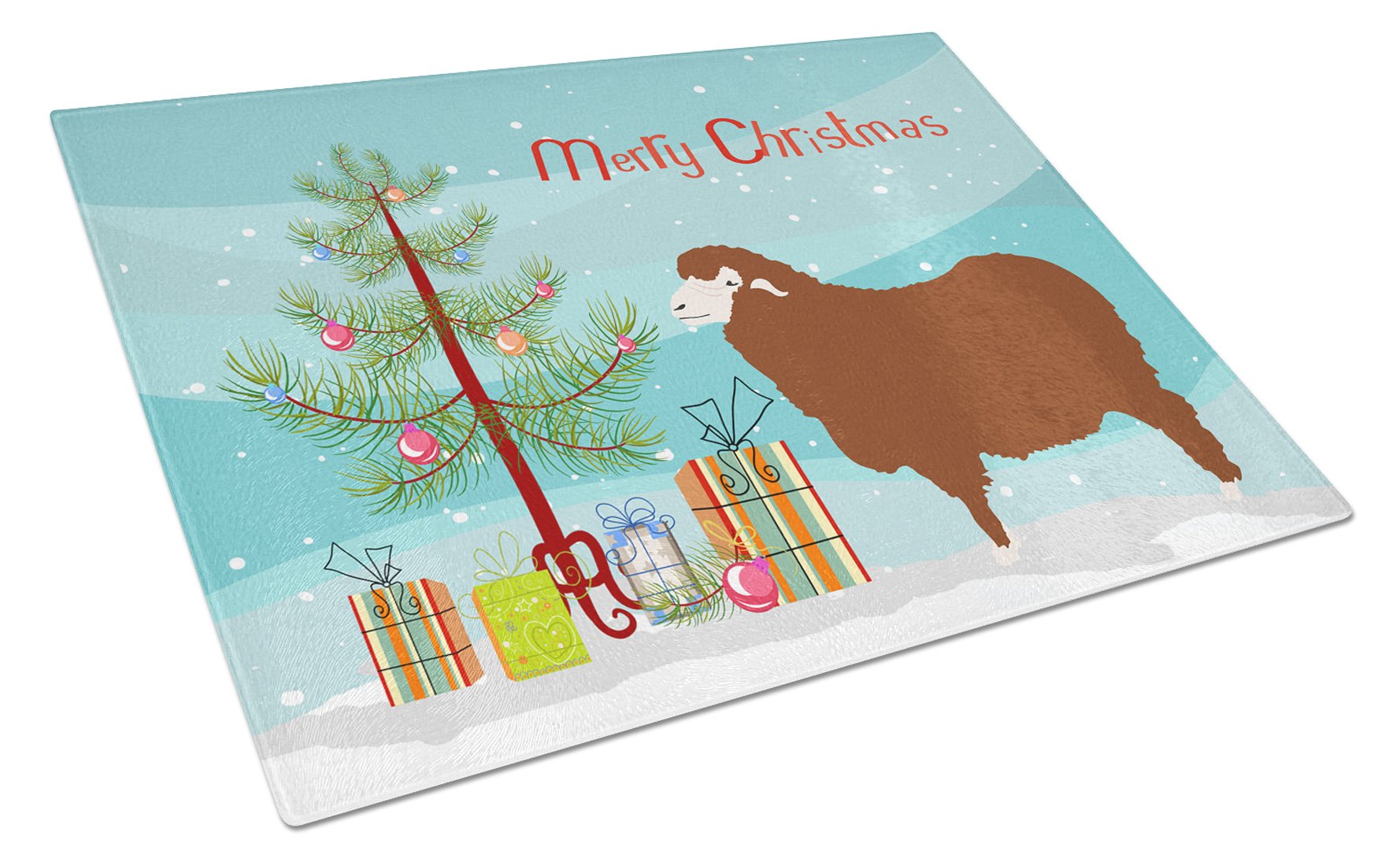 Merino Sheep Christmas Glass Cutting Board Large BB9348LCB by Caroline's Treasures