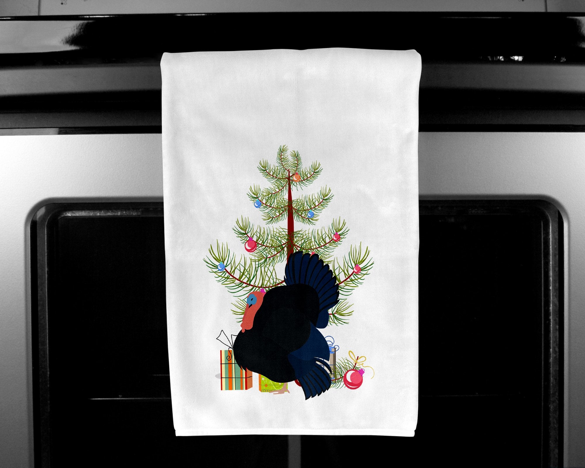 Norfolk Black Turkey Christmas White Kitchen Towel Set of 2 BB9352WTKT by Caroline's Treasures