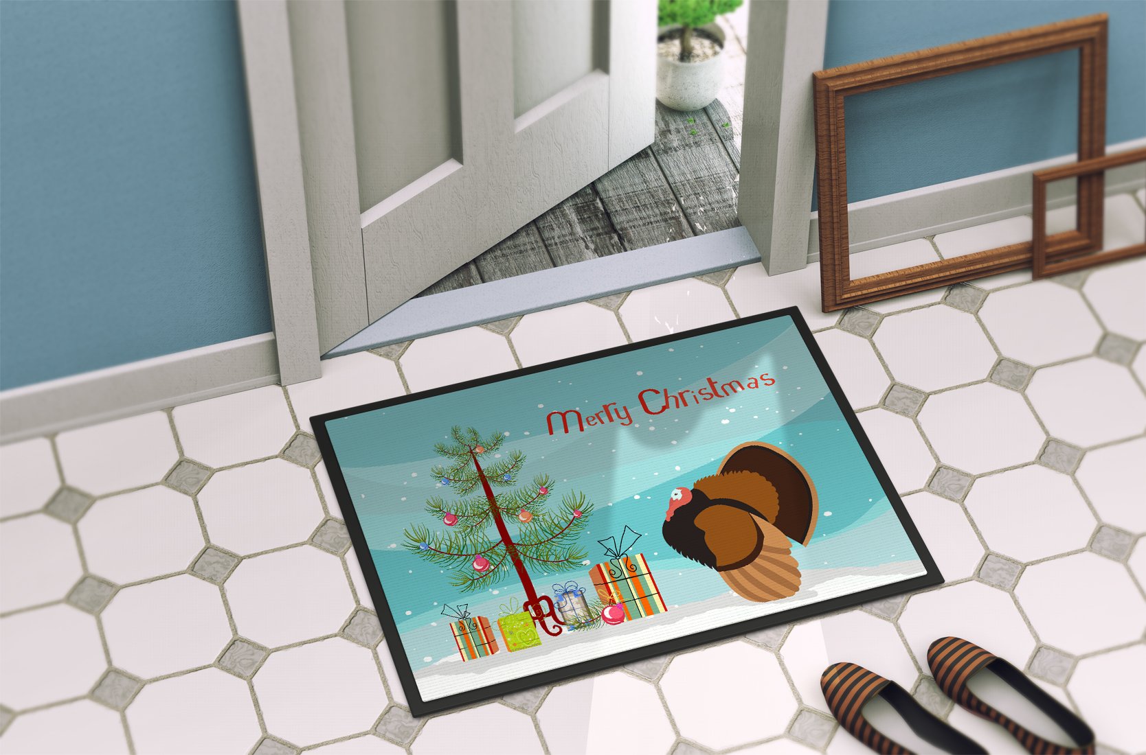 Bronze Turkey Christmas Indoor or Outdoor Mat 24x36 BB9353JMAT by Caroline's Treasures