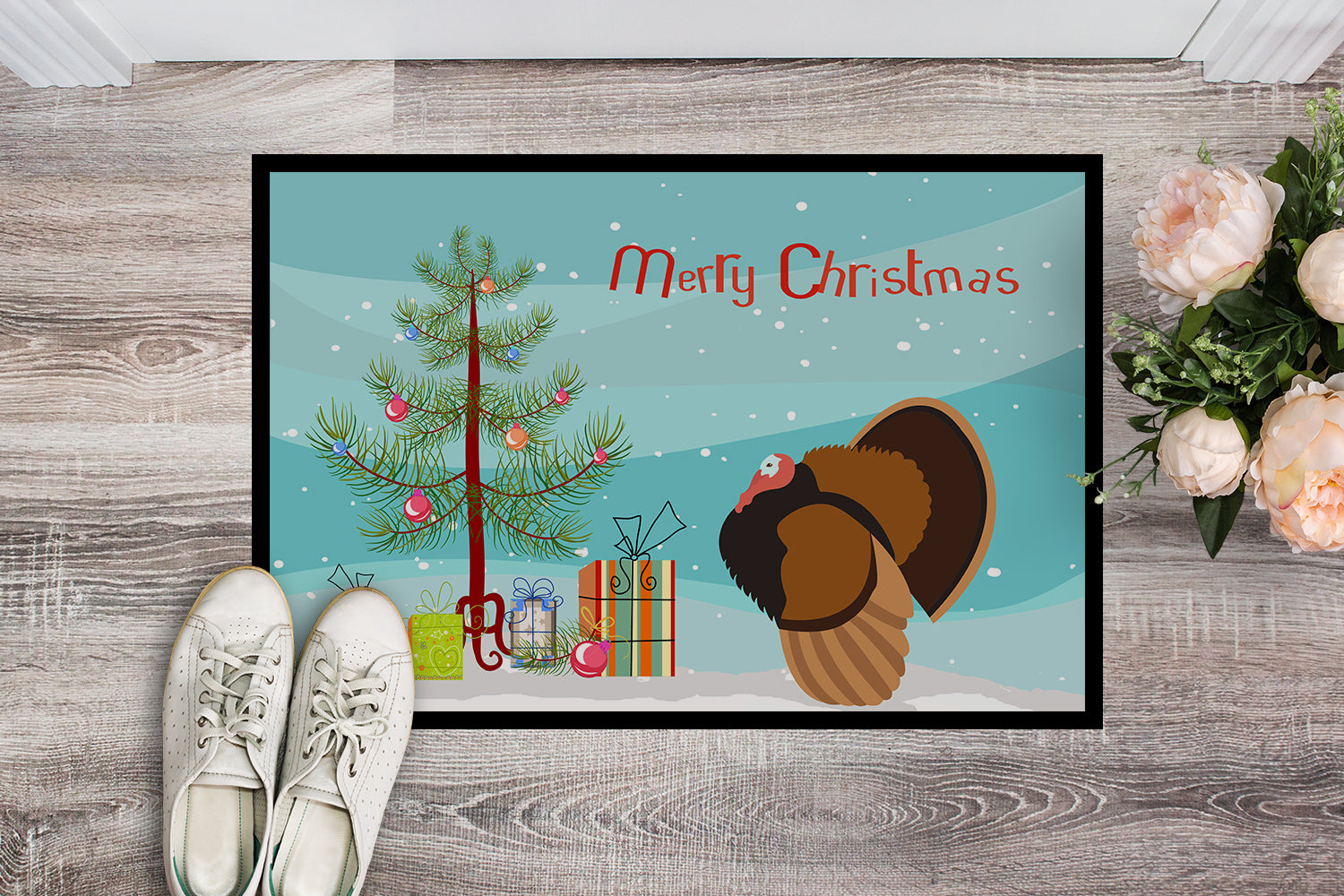 Bronze Turkey Christmas Indoor or Outdoor Mat 18x27 BB9353MAT - the-store.com