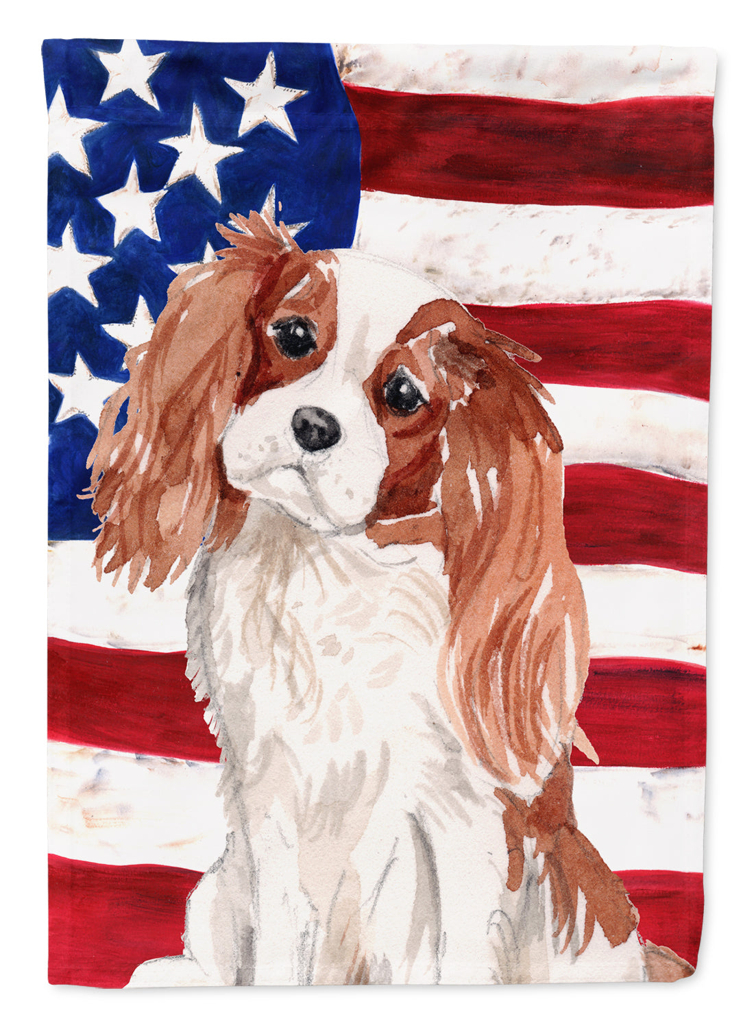 Blenheim Cavalier Spaniel Patriotic Flag Canvas House Size BB9358CHF  the-store.com.