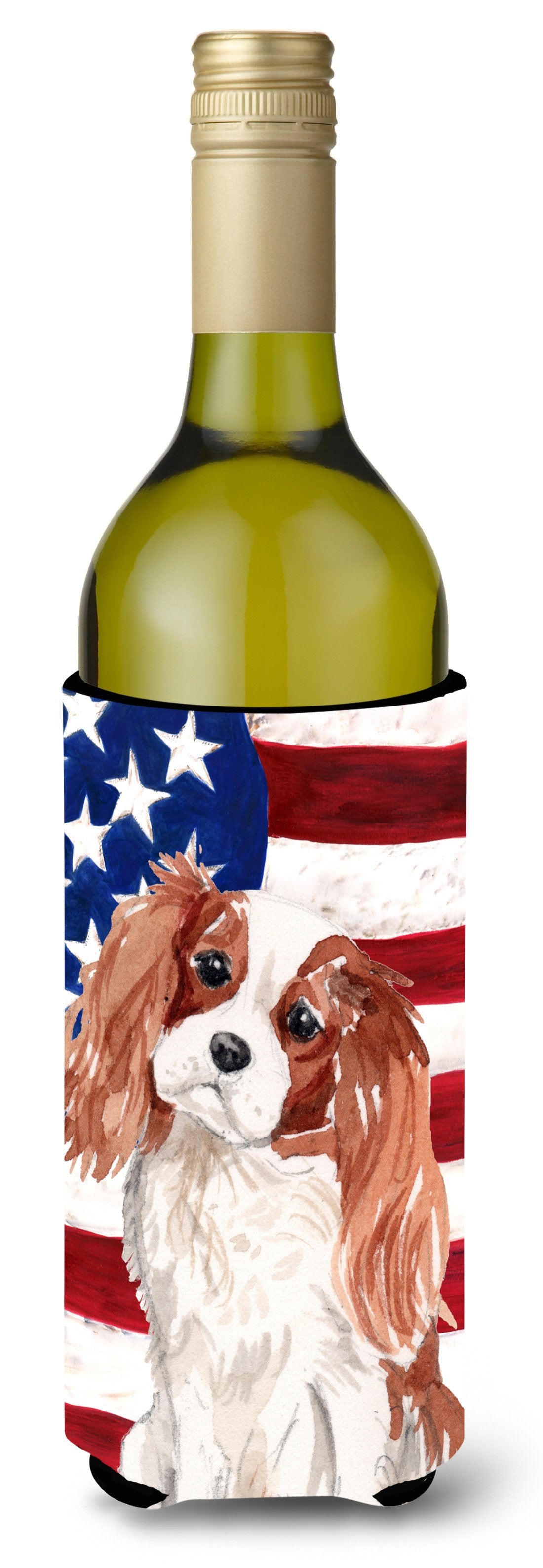 Blenheim Cavalier Spaniel Patriotic Wine Bottle Beverge Insulator Hugger BB9358LITERK by Caroline's Treasures