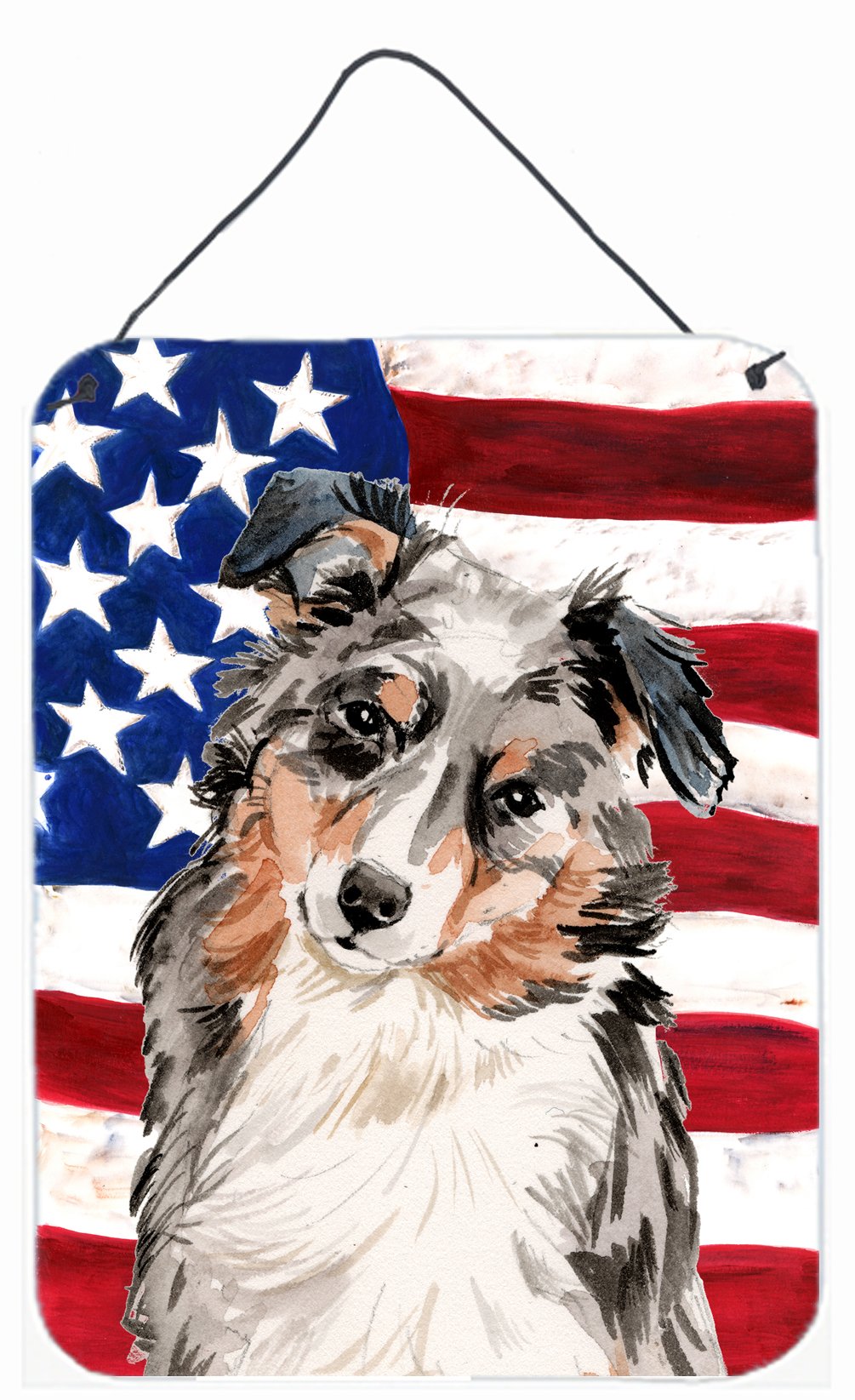 Australian Shepherd Patriotic Wall or Door Hanging Prints BB9362DS1216 by Caroline's Treasures