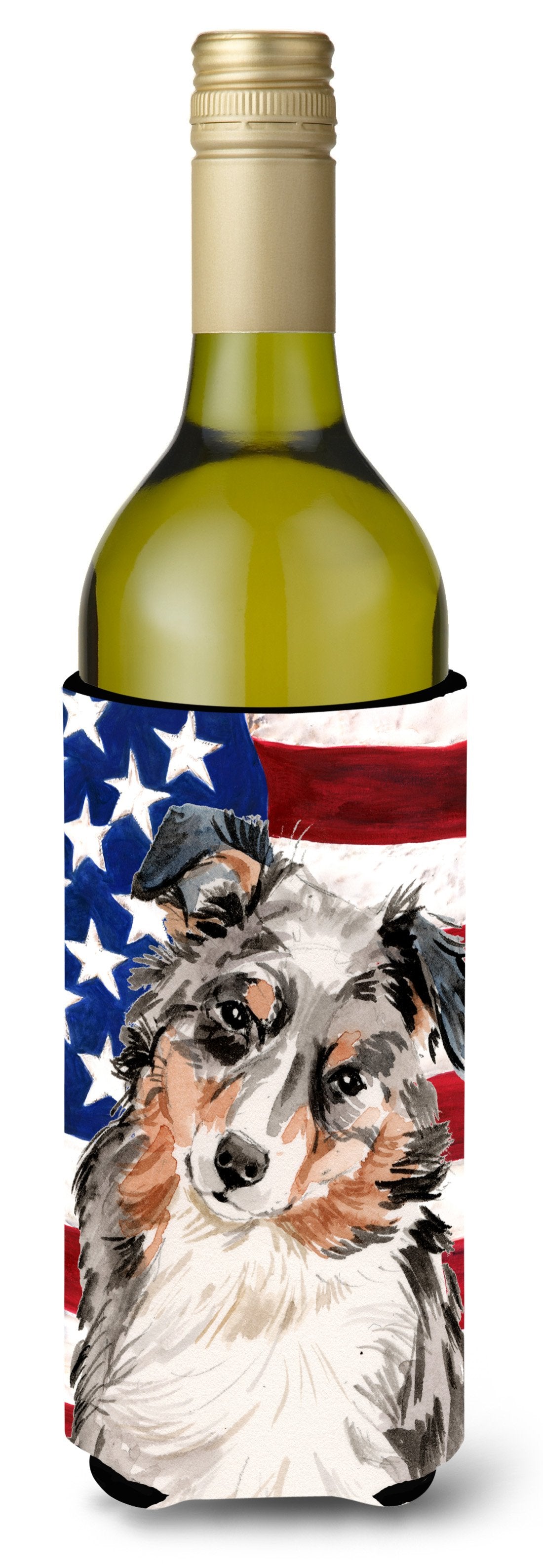 Australian Shepherd Patriotic Wine Bottle Beverge Insulator Hugger BB9362LITERK by Caroline's Treasures