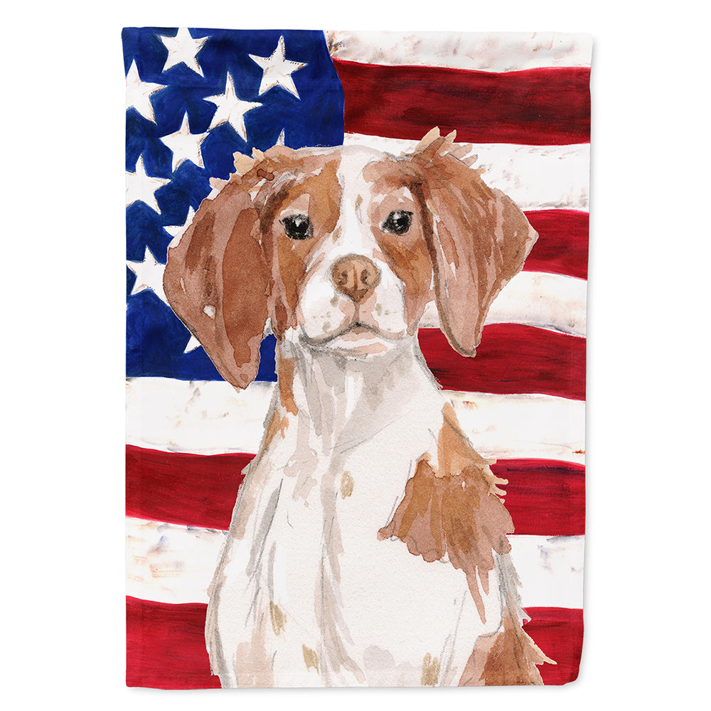 Brittany Spaniel Patriotic Flag Canvas House Size BB9364CHF  the-store.com.