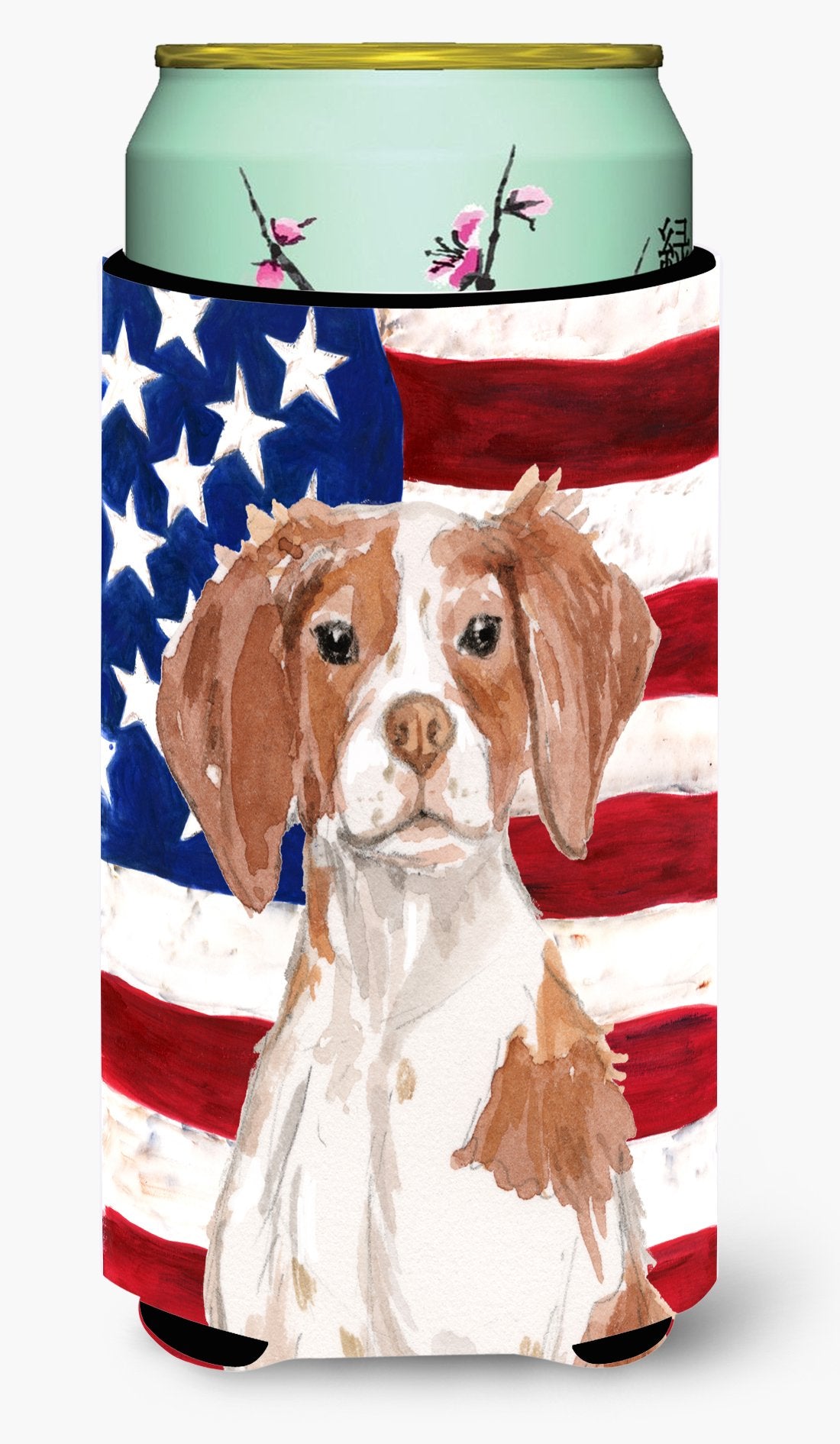 Brittany Spaniel Patriotic Tall Boy Beverage Insulator Hugger BB9364TBC by Caroline's Treasures