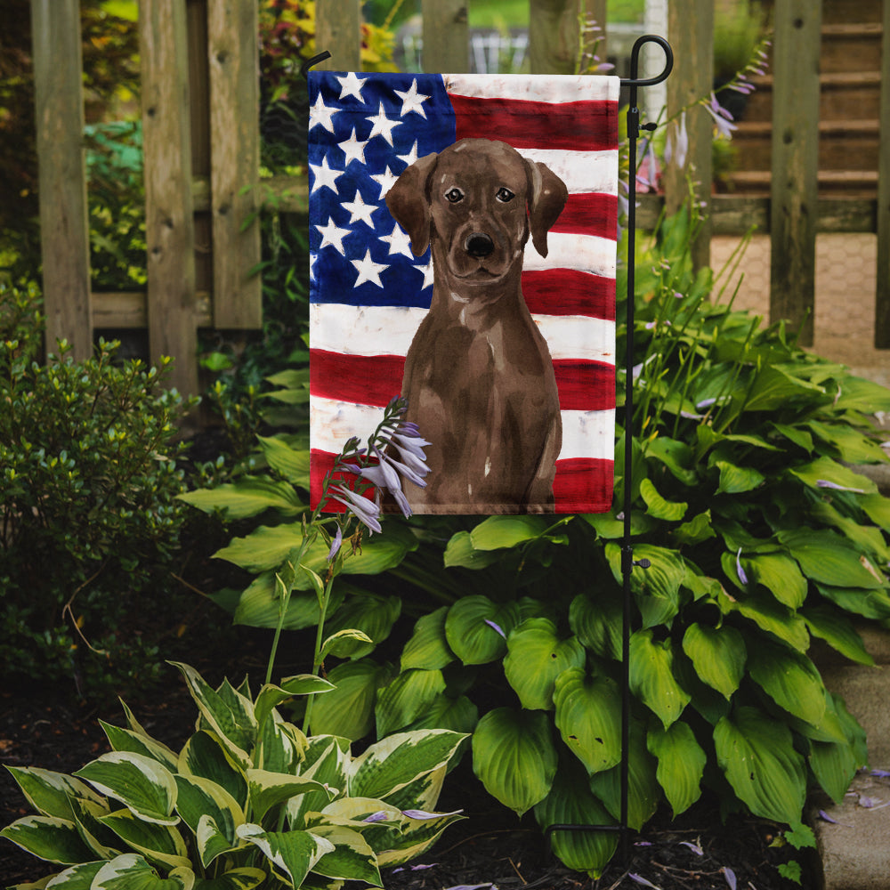 Chocolate Labrador Patriotic Flag Garden Size BB9365GF  the-store.com.