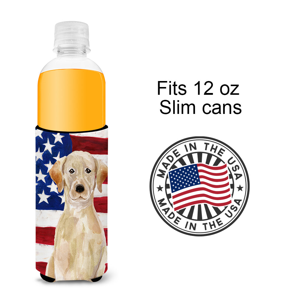 Yellow Labrador Patriotic  Ultra Hugger for slim cans BB9366MUK  the-store.com.