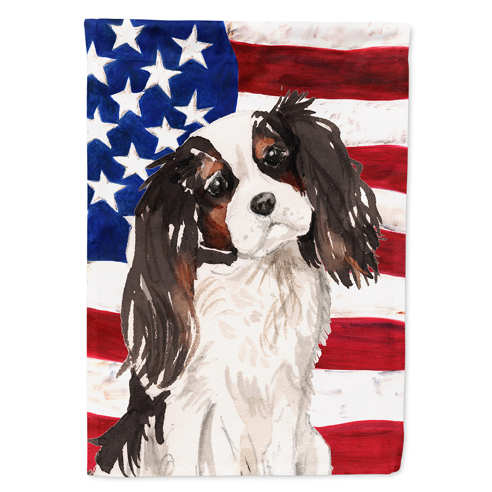 Tricolor Cavalier Spaniel Patriotic Flag Canvas House Size BB9367CHF  the-store.com.