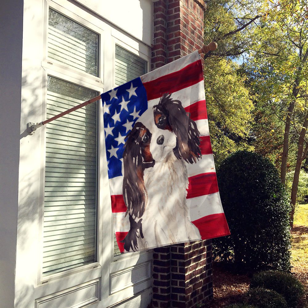 Tricolor Cavalier Spaniel Patriotic Flag Canvas House Size BB9367CHF  the-store.com.