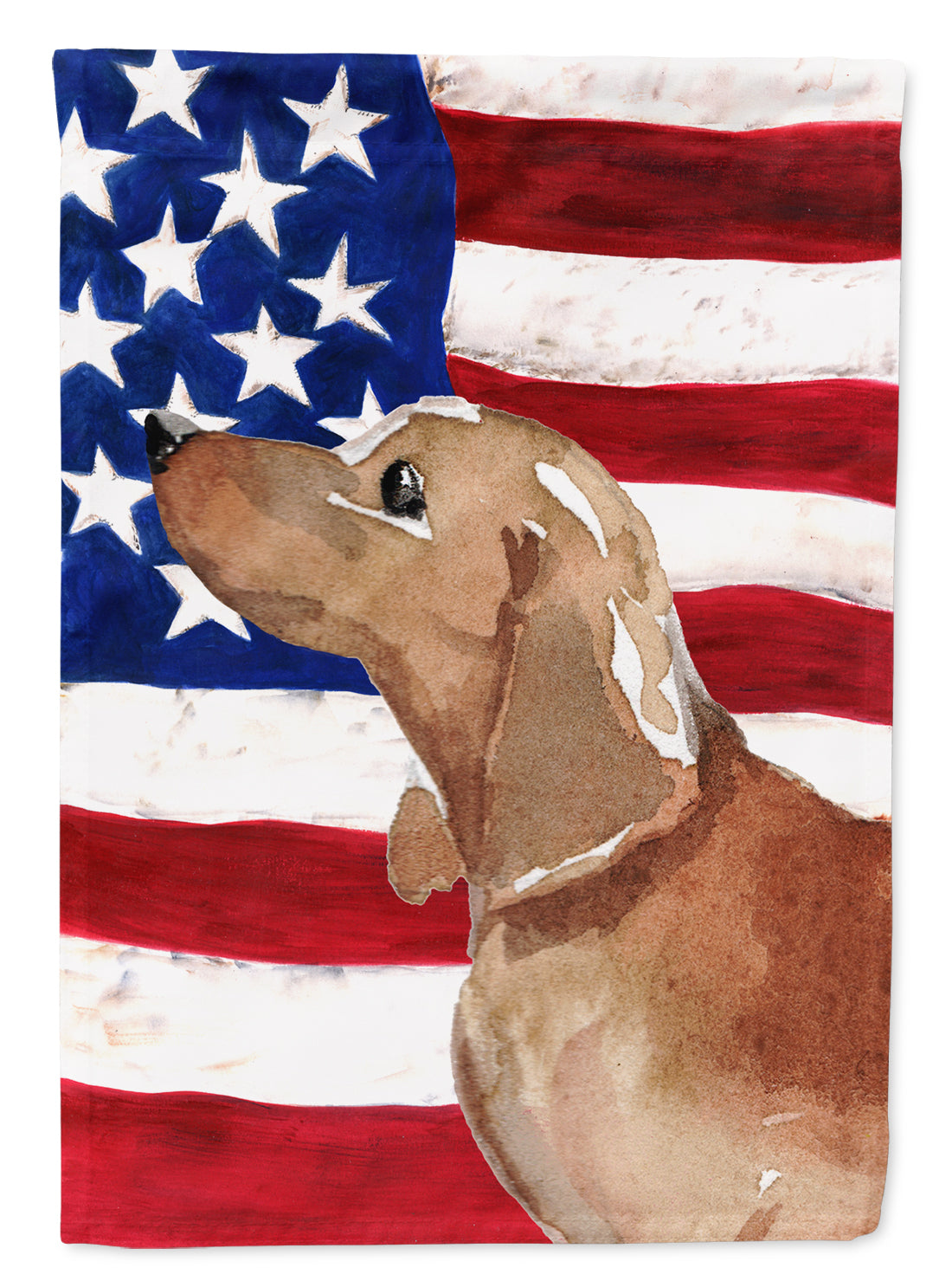 Red Tan Dachshund Patriotic Flag Garden Size BB9371GF  the-store.com.