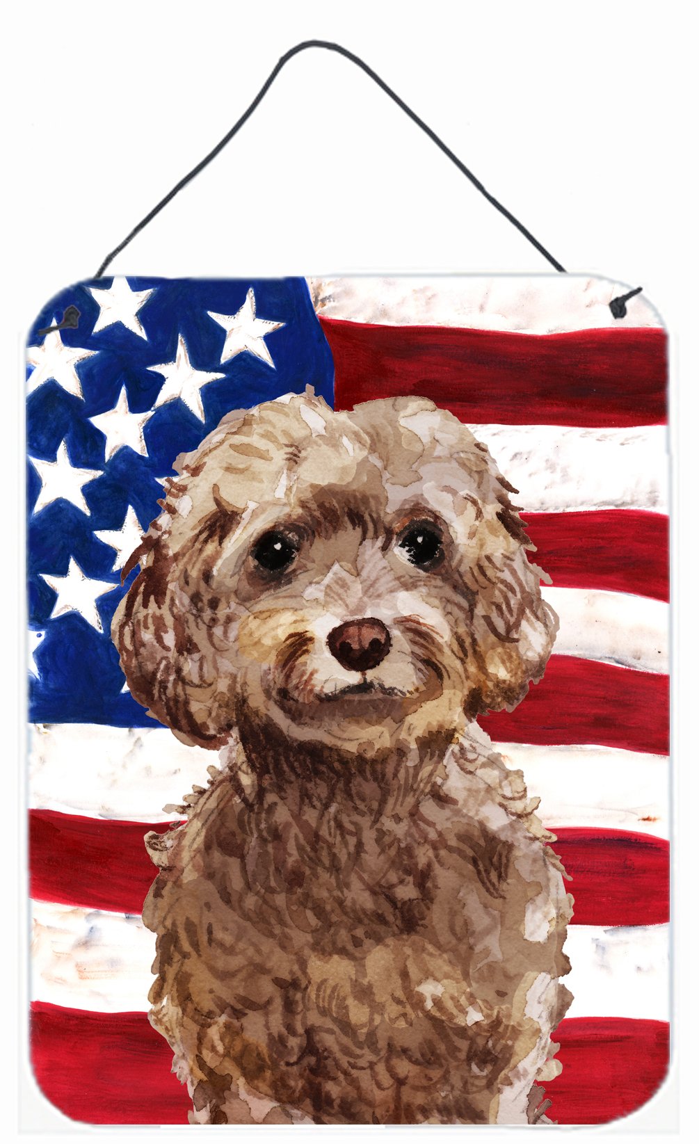 Brown Cockapoo Patriotic Wall or Door Hanging Prints BB9374DS1216 by Caroline's Treasures