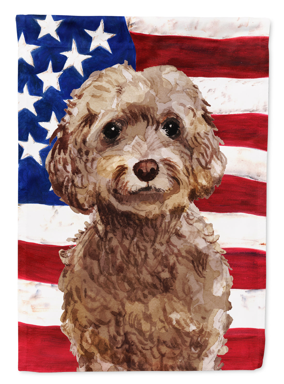 Brown Cockapoo Patriotic Flag Garden Size BB9374GF  the-store.com.