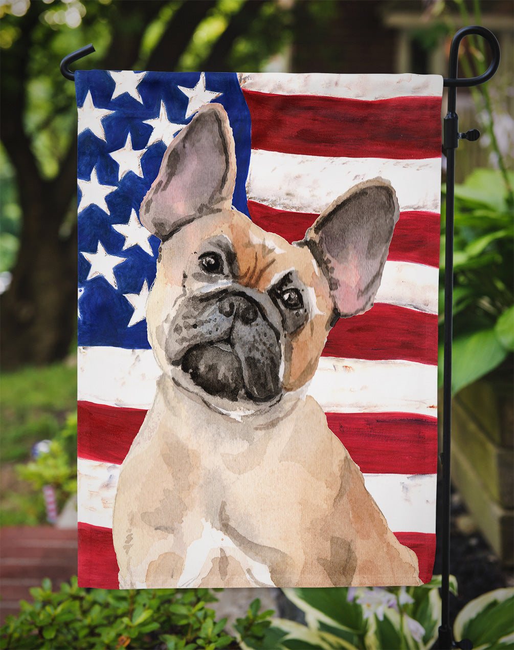 Fawn French Bulldog Patriotic Flag Garden Size BB9382GF  the-store.com.