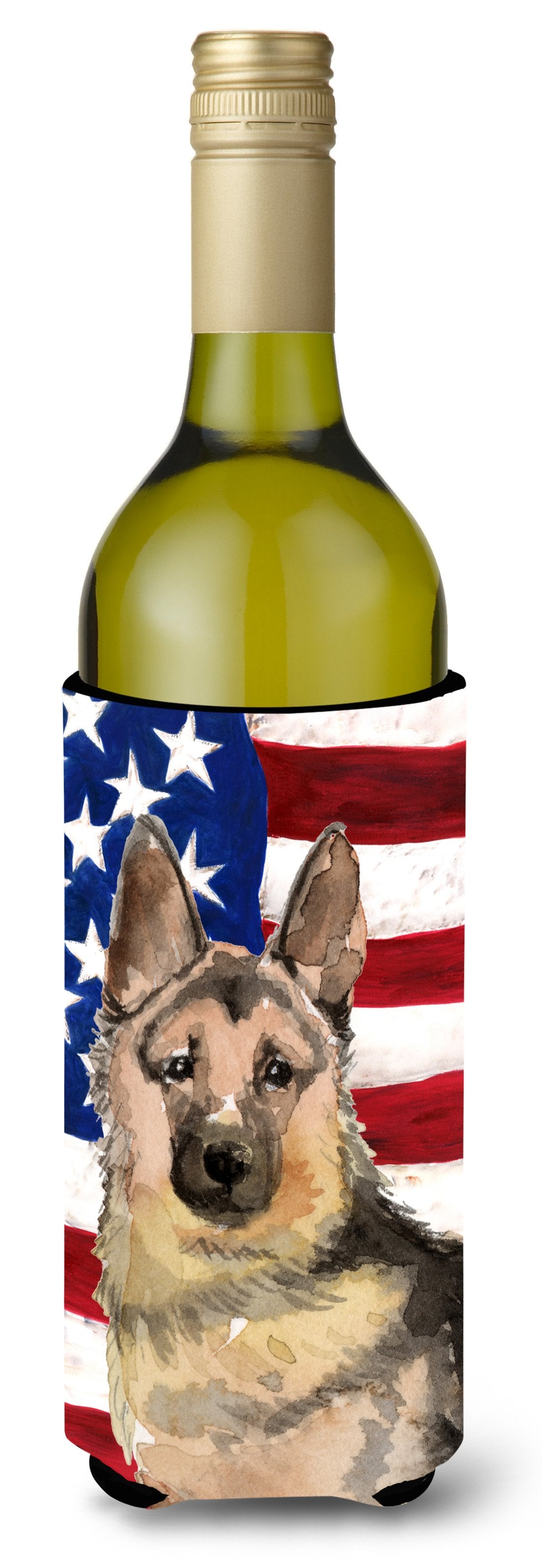 German Shepherd Patriotic Wine Bottle Beverge Insulator Hugger BB9383LITERK by Caroline's Treasures