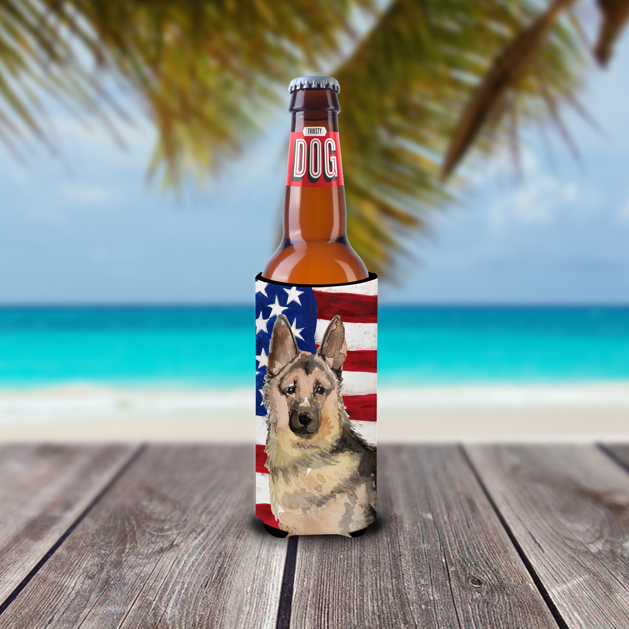 German Shepherd Patriotic  Ultra Hugger for slim cans BB9383MUK  the-store.com.