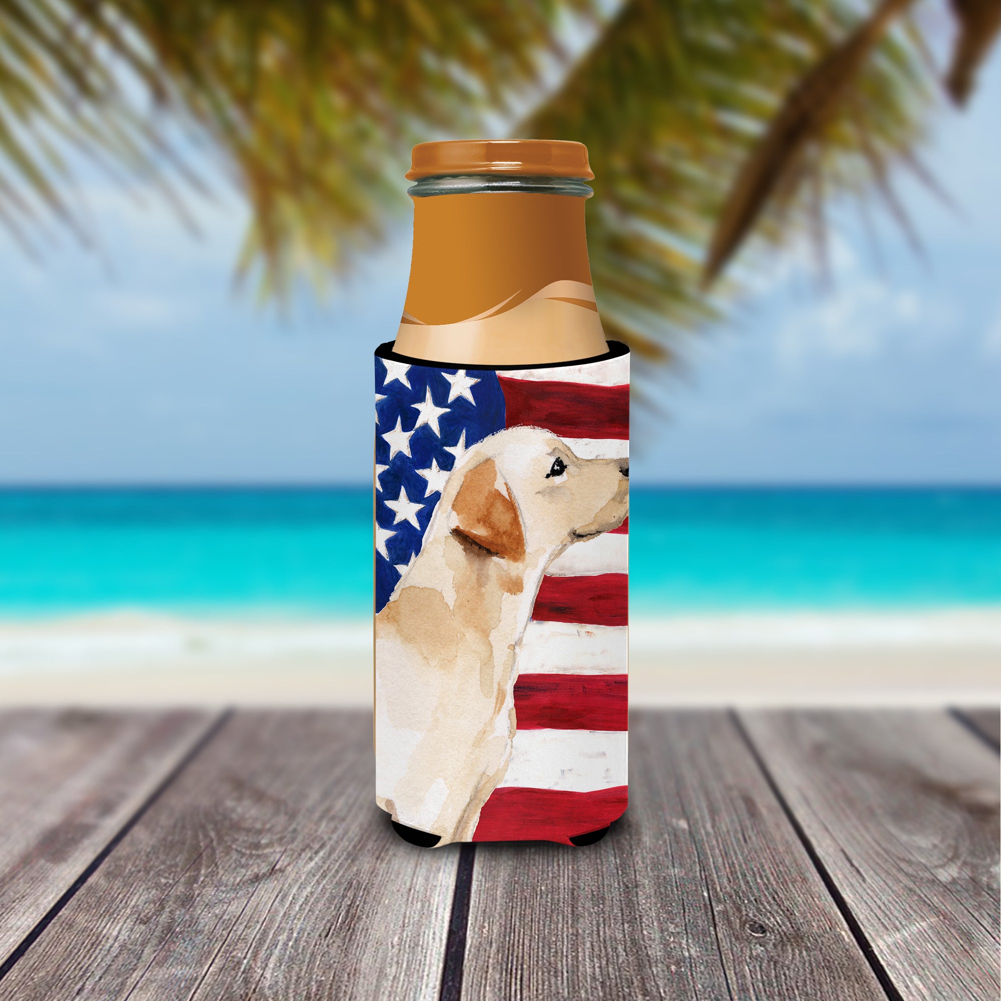 Yellow Labrador #2 Patriotic  Ultra Hugger for slim cans BB9388MUK  the-store.com.