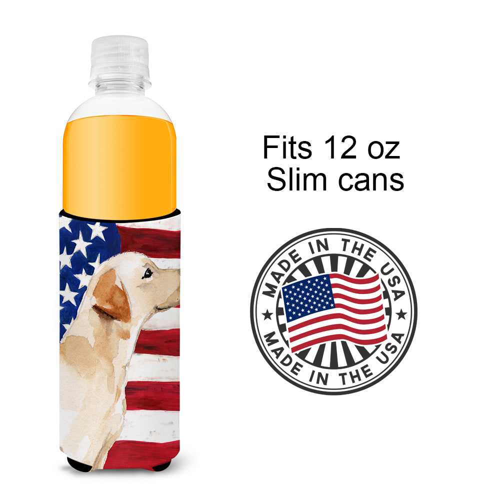 Yellow Labrador #2 Patriotic  Ultra Hugger for slim cans BB9388MUK  the-store.com.