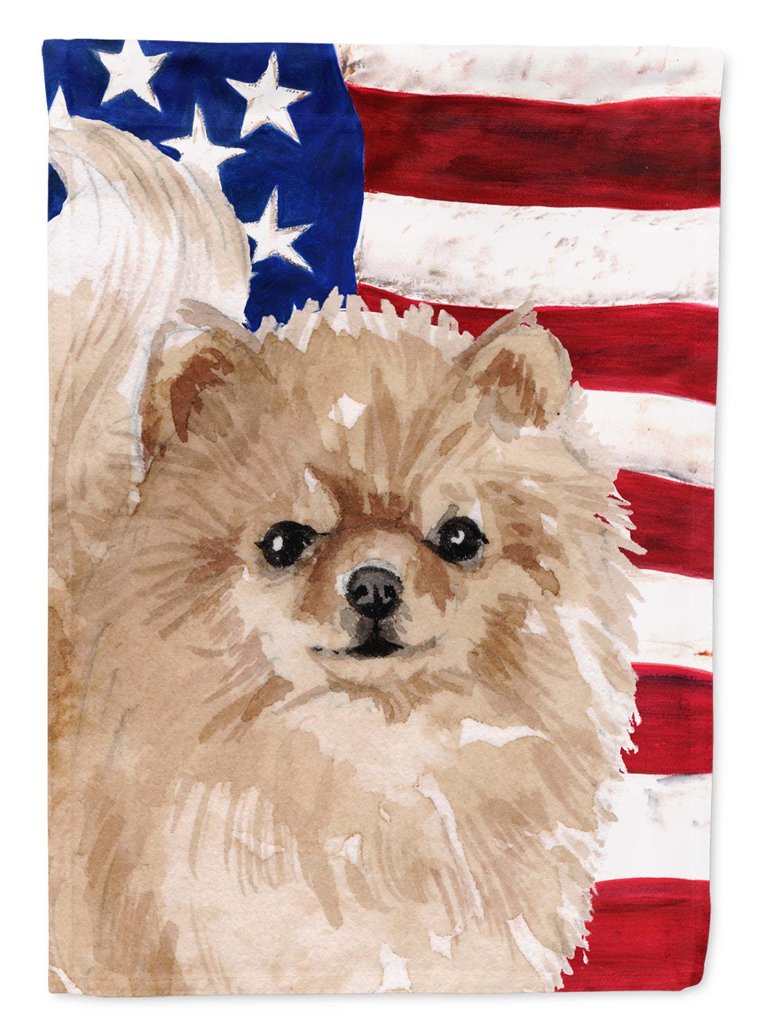 Pomeranian Patriotic Flag Garden Size BB9390GF  the-store.com.