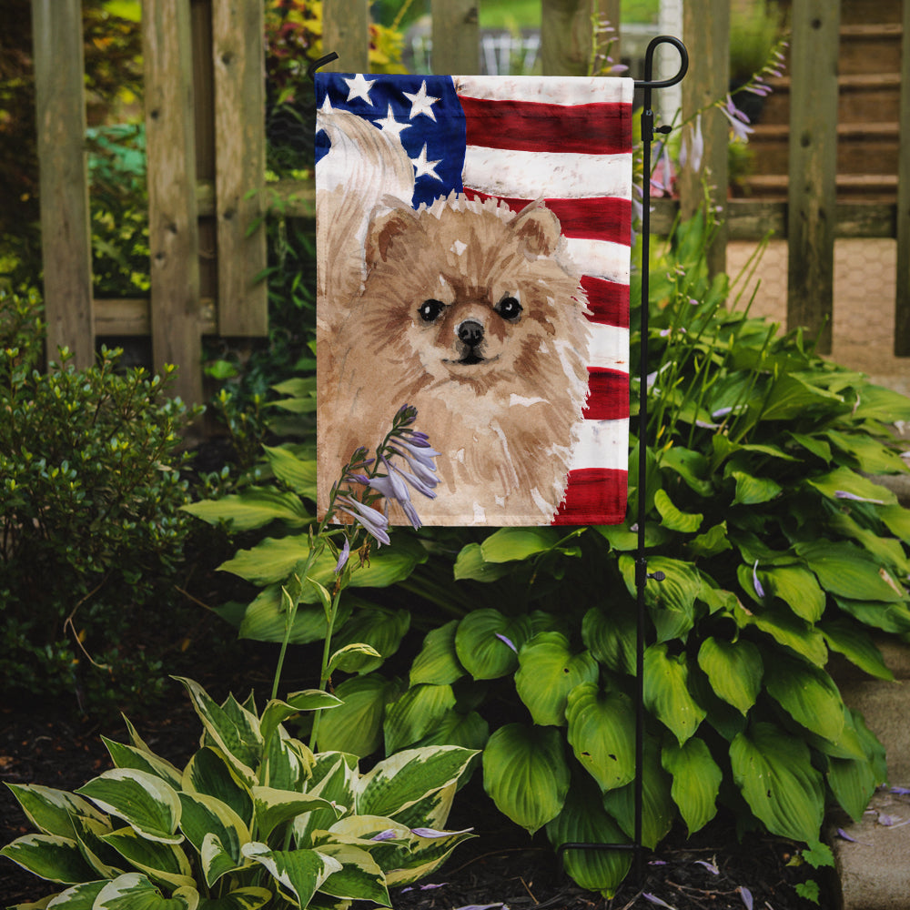 Pomeranian Patriotic Flag Garden Size BB9390GF  the-store.com.